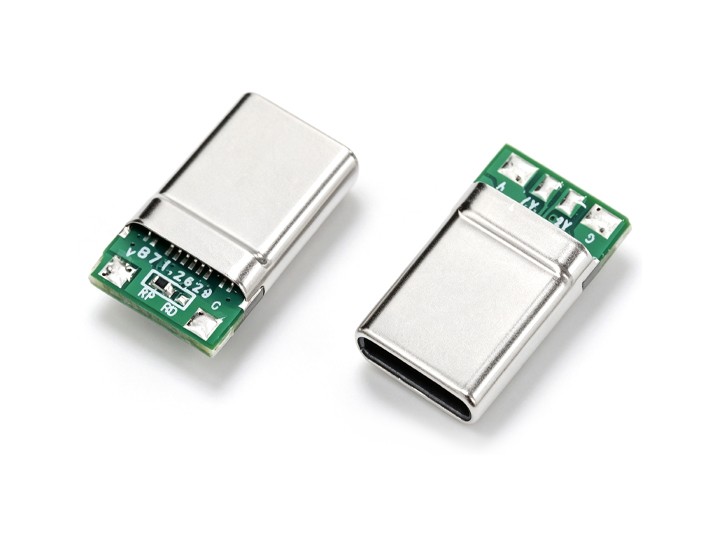 USB2.0 2+4 焊盘 Type‑C 插针公头